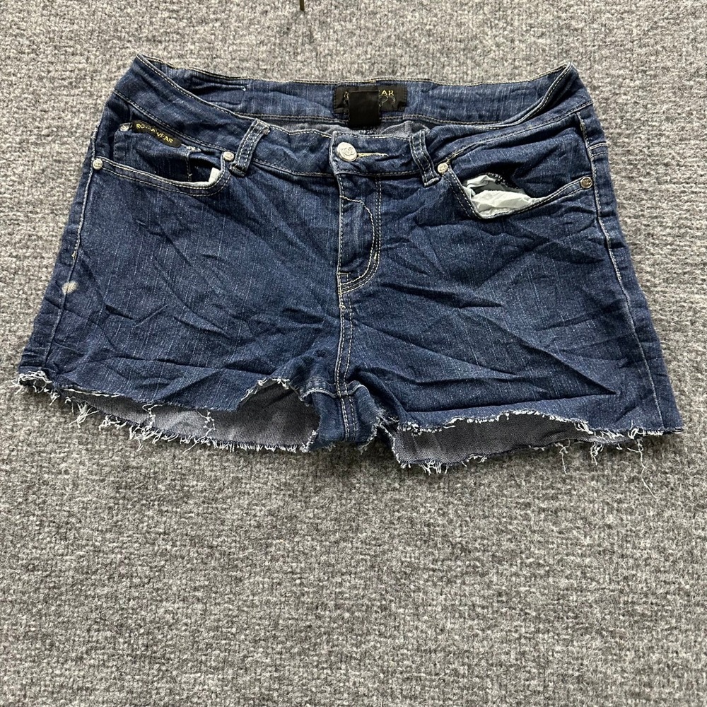 Rocawear Denim Shorts Womens Size 11  Cut Off Embroidered Logo Y2K Streetwear